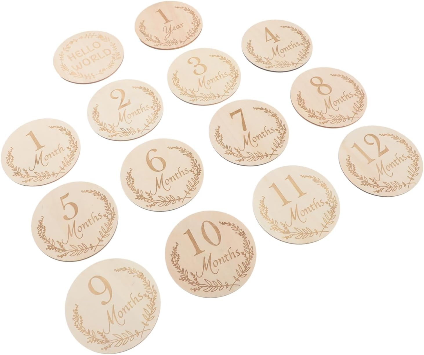 Hohopeti 14Pcs Wooden Growth Milestone Cards Newborn Photo Props Month Announcement for Boy Girl Reusable Recyclable Safe Skin Friendly Design image number 3