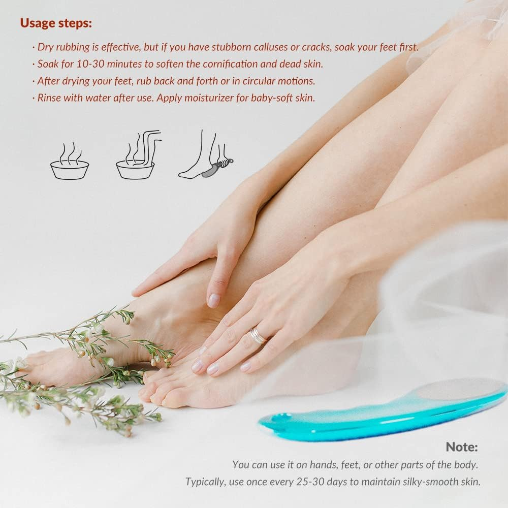 Holyzuel Glass Foot File, Foot Callus Remover with Glass Etching Technology, Portable Handheld Sized Foot Scraper for Cracked Heel for Wet and Dry Feet - Shinning Blue image number 5