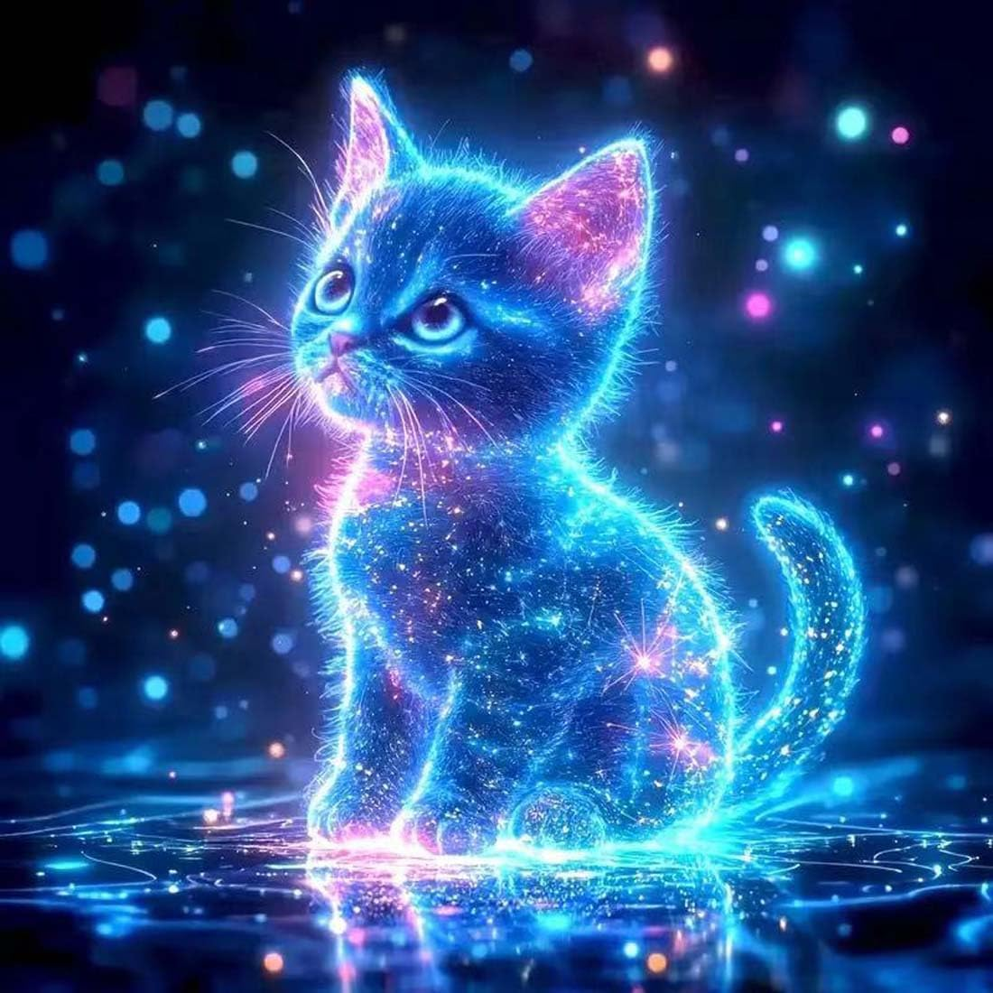 SHICERNHJ Cat Diamond Painting Kits for Adults DIY round Gem Art Animal Cute Cat Diamond Art Kits for Adults,5D Full Drill Diamond Dots Crafts Paintings Canvas for Beginners Home Decor 12X16Inch