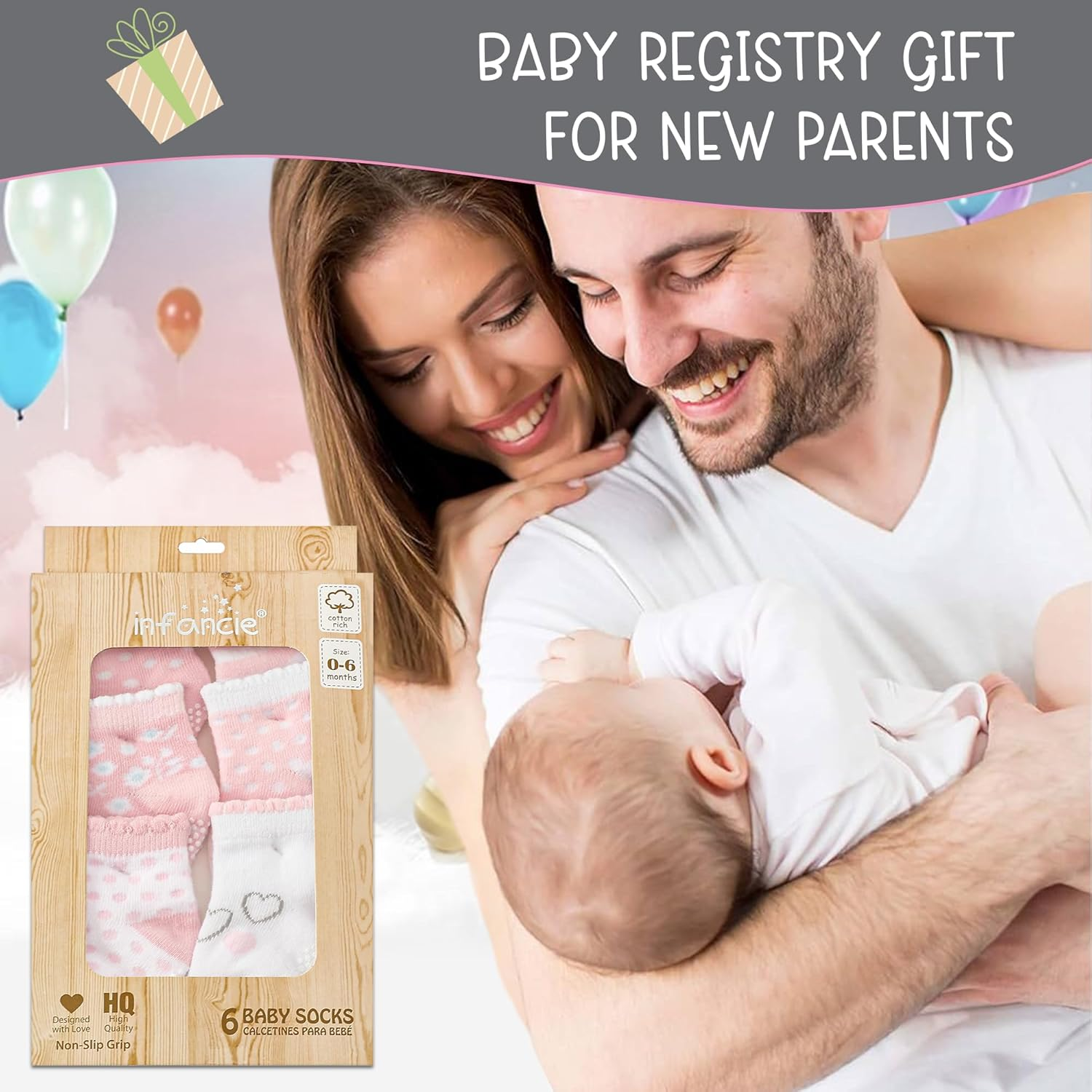 Baby Socks With/Gripper | Safe Walking Non-Slip Sole | Stay-In-Place Ribbed Cuffs Unisex image number 6