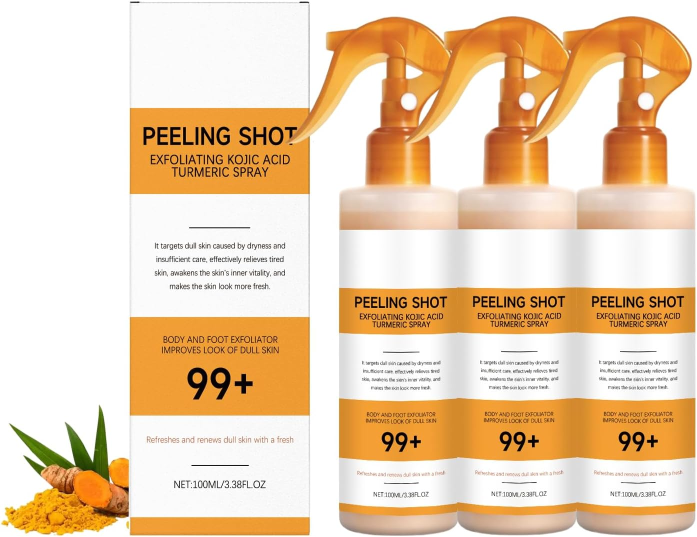 Peel Shot Keratin Care Kojic Acid Turmeric Spray, Exfoliating Peeling Solution, Body and Face Peel Spray, Gently Exfoliating and Hydration of Skin, Brighten Skin for All Skin Types (1PCS)
