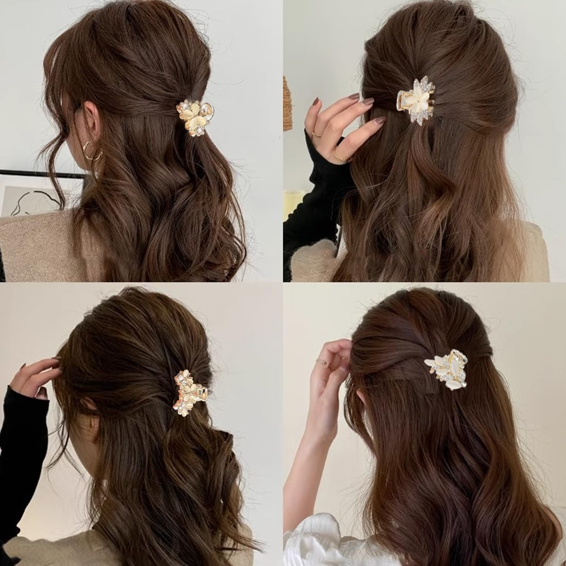 Small Hair Clips, Pack of 5 Metal Mini Hair Clips, Small, Crystals Small Hair Clips, Non-Slip Hair Clip, Small, Hair Accessories for Women and Girls (B) image number 1