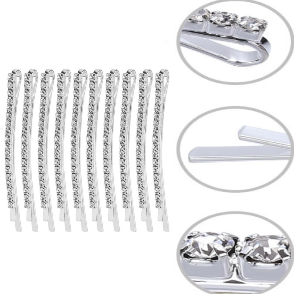 Changyeah 12 Pieces Hair Pins Crystal Hair Pins Rhinestone Hair Clips Hair Clips Hair Pins for Women Silver image number 2