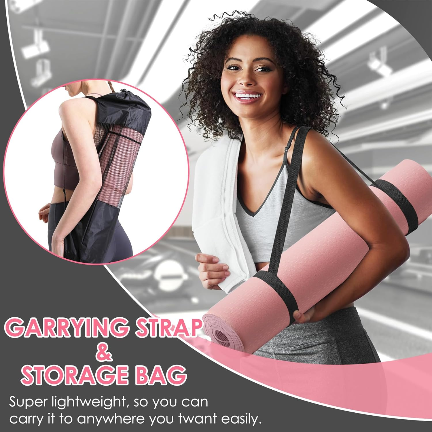 Non-Slip TPE Yoga Mat for Women & Men, 72"X24" Extra-Long Anti-Tear Pilates Mats for Hot Yoga, HIIT, Floor Workouts, 8Mm Thick Lightweight Fitness Mat Professional Exercise Mats with Dual Grip image number 3