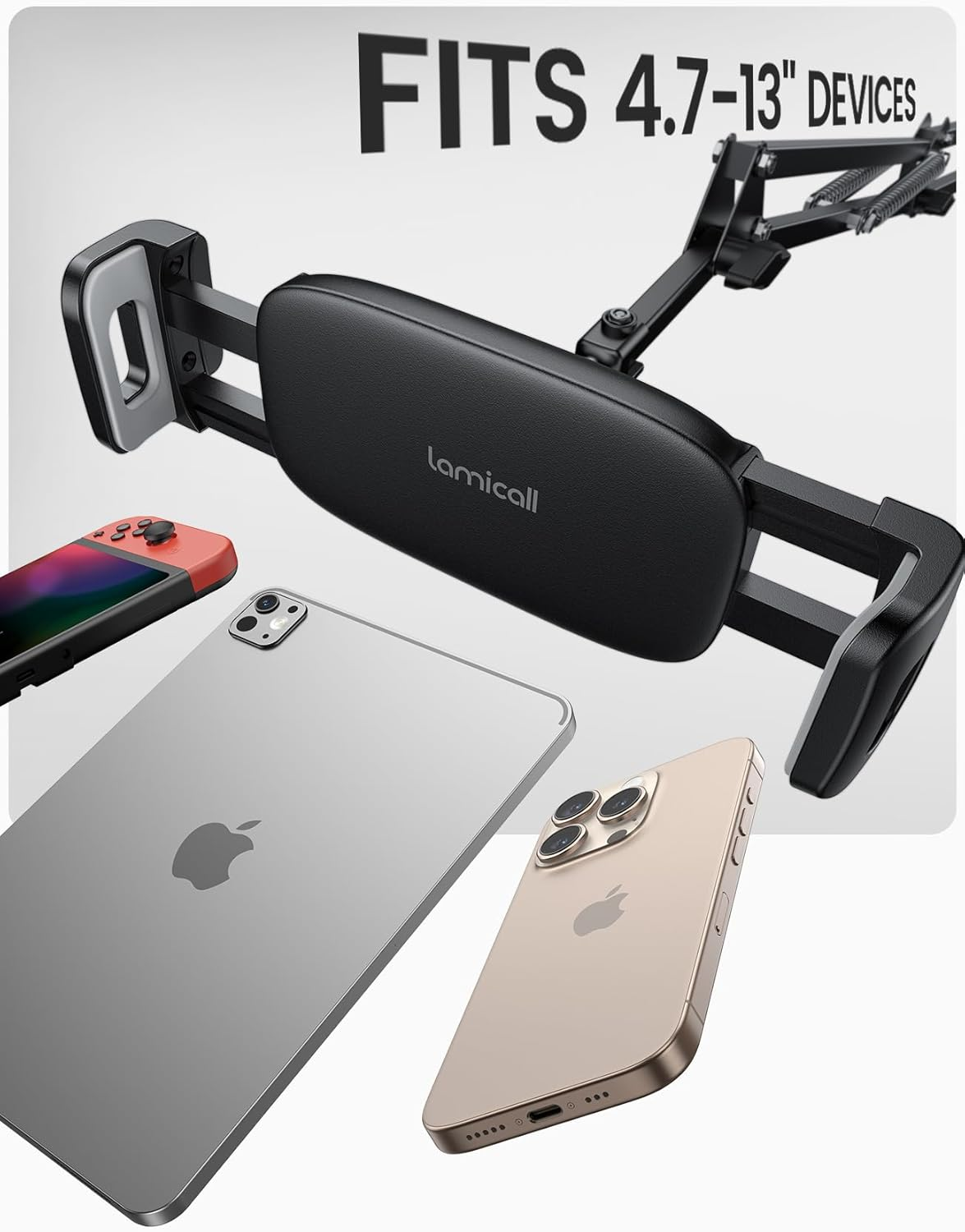 Floor Tablet Stand Phone Holder - Lamicall [55" Height Adjustable][ Flexible Arm] Multi Angle Tablet Holder, 5Lb Weighted Base Bed Mount for 4.7-13" Devices, Ipad Pro Air Mini, Kindle, Tabs, E-Readers image number 4