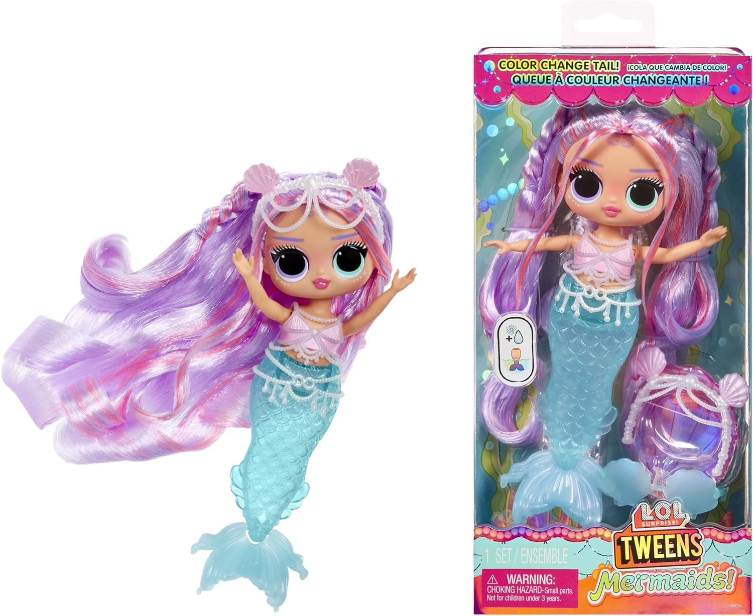 L.O.L. Surprise! Tweens - Mermaid Lana Marine - Fashion Doll with Colour Changing Tail, Movable Fin, and Beautiful Accessories &ndash; Toys for Kids and Collectors from 4 Years Old