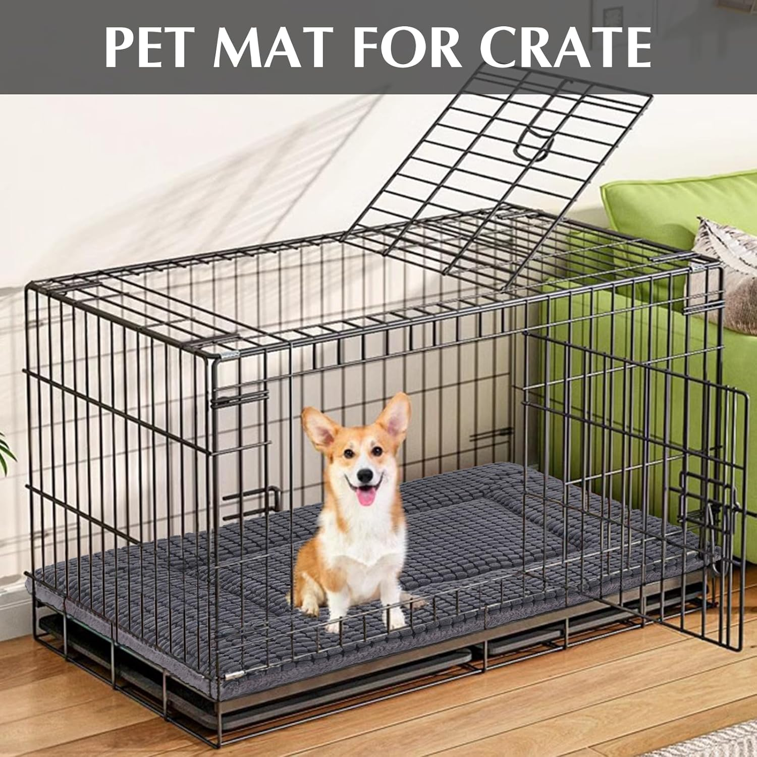 BVAGSS Dog Bed Mat,Reversible Dog Crate Pad, Memory Foam Dog Beds, Soft Warm Pet Cushion for Small Medium Dogs, Washable Pet Sleeping Mattress Kennel Bed Pad XH079 (76X50X4 Cm,Light Grey) image number 6