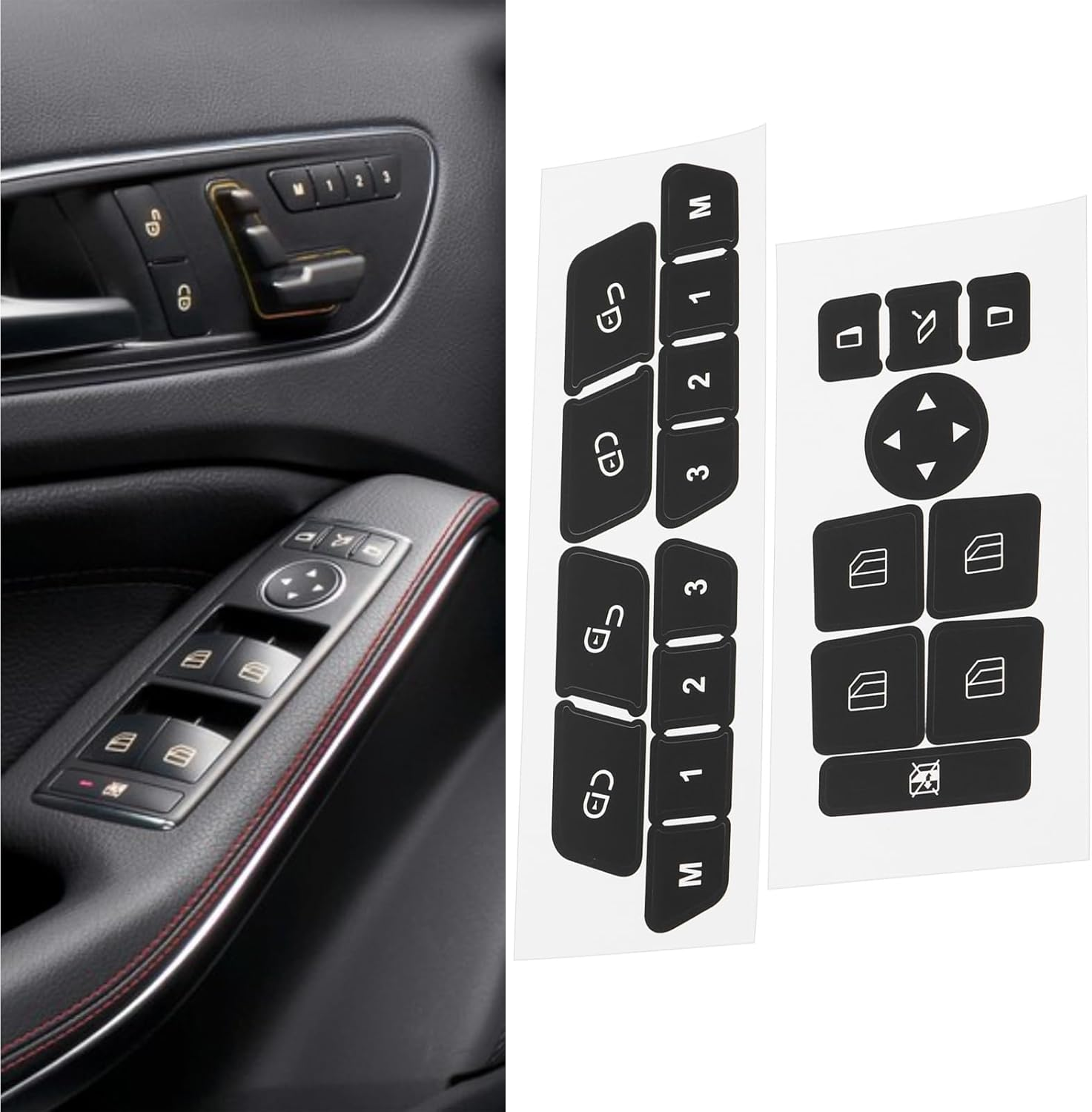 Car Repair Button Sticker Kit Door Center Console, Multimedia Control Panel Seats Compatible with Mercedes-Benz V2 (Set 1) image number 5
