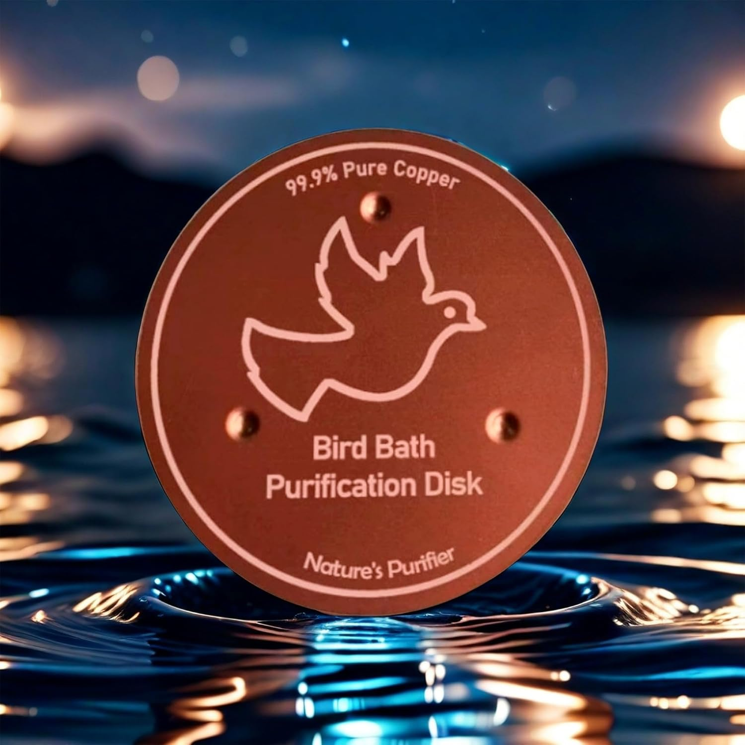 Depehelp Bird Bath Copper Disk, Reinforced 99.99% Pure Copper Cleaning Disk with Triple-Point Support for Physical Safe Clean Water All-Season, Universal Fit for Outdoor Birdbaths, Bowl image number 2