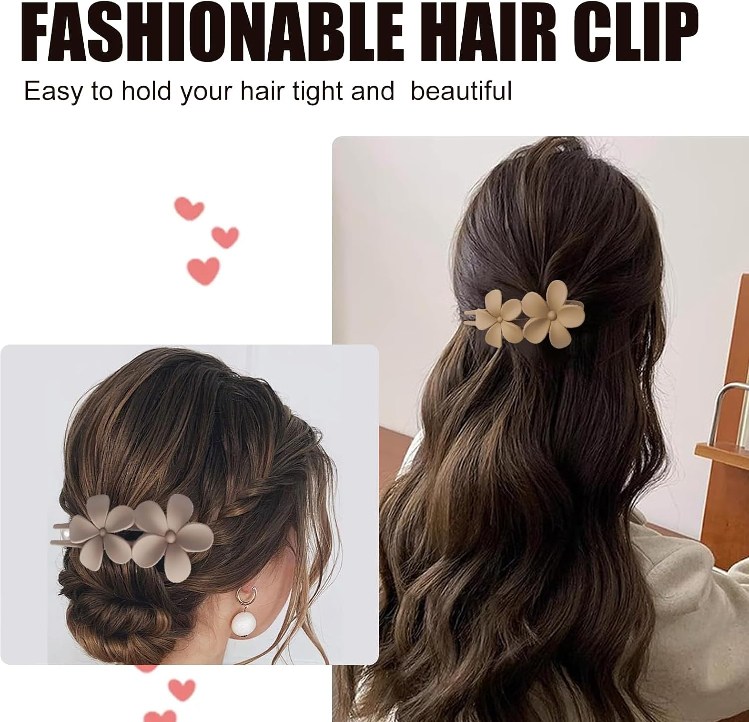 Xanthelle Women'S Hair Clip, Elegant Frosted Flowers Hair Clips with Duck Beak Design, Flat Hair Clips for Women, Hair Clip, Hair Clip, Everyday Decoration image number 2