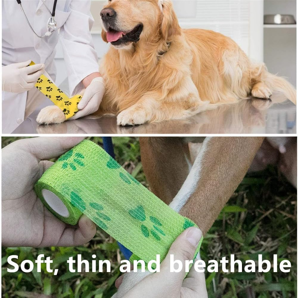 Pet Self Adhesive Bandage, 8 Rolls Self Adhering Bandage，Pet Tape Non-Woven Cohesive Gauze Rolls for Dog Cat Animals, First Aid Wrap for Wrist Healing Ankle Sprain & Swelling image number 3