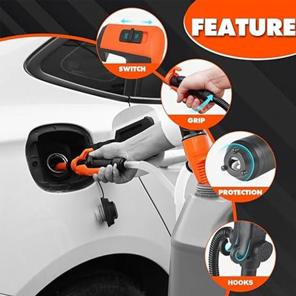 HPAMR Portable Electric Oil Pump Portable Transfer Pump Battery Operated Electric Pump Portable Power Battery Pump Outdoor Auto Repair Liquid Delivery Pipe Pump for Gas, Fuel, Diesel, Water Transfer