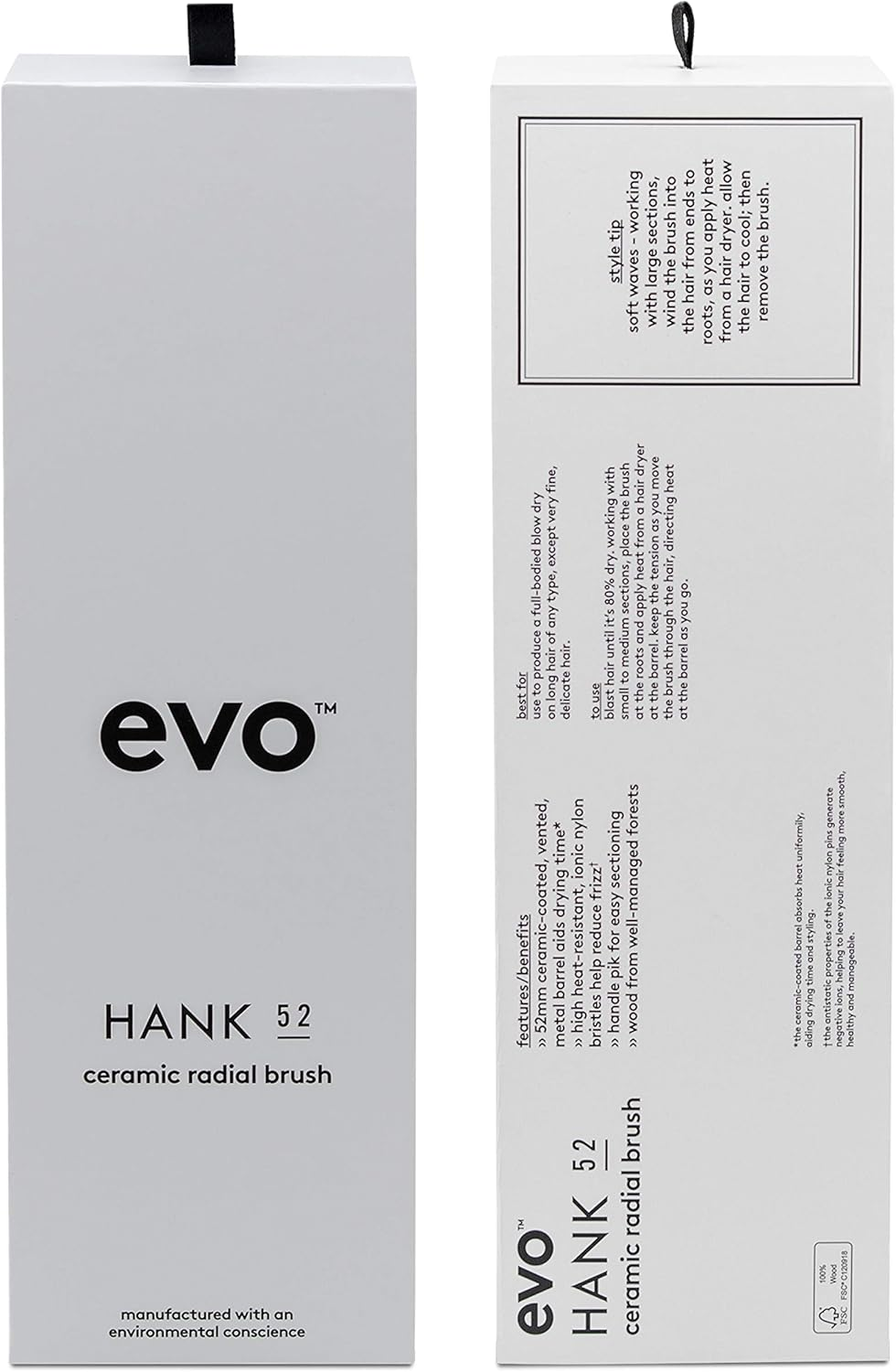 Evo Hank Ceramic Vent Radial Brush - Improves Manageability & Reduces Blow-Drying Time - Volumising Hair Brush - 52Mm image number 3