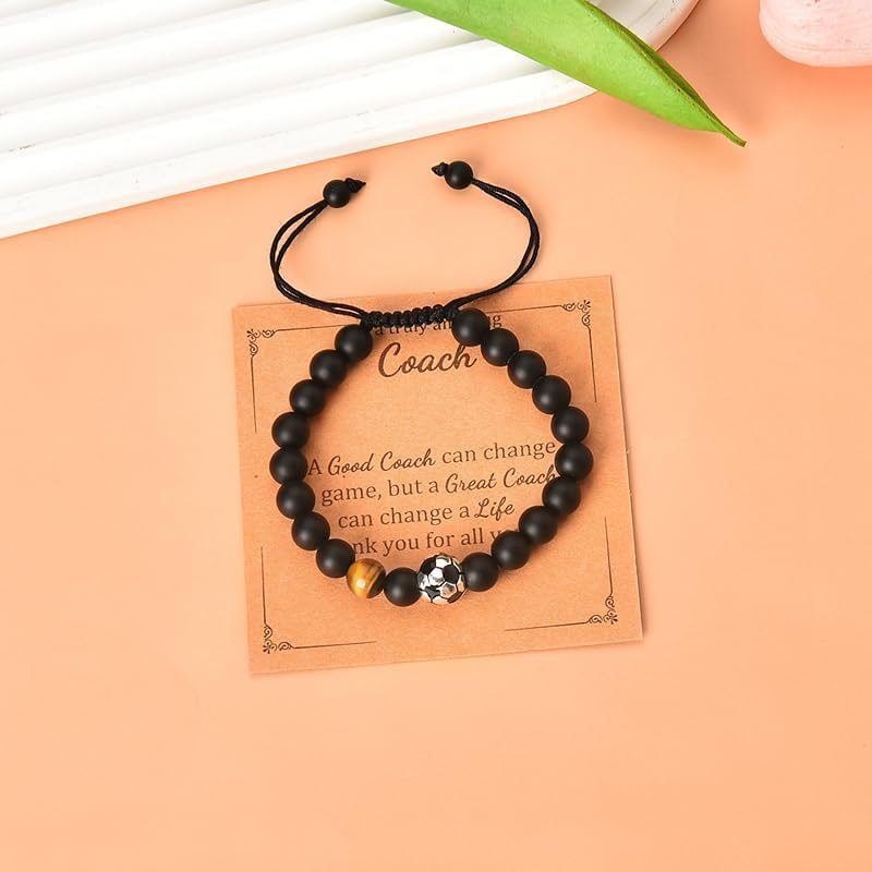 Soccer Coach Bracelet Gifts for Christmas Birthday Graduation Thank You Soccer Coach Gifts for Men Women Appreciation Gifts for Soccer Coaches Male Female Team Soccer Bead Bracelet Adjustable image number 1
