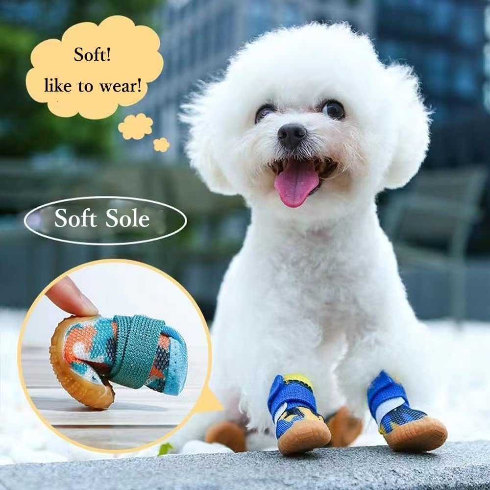 Dog Shoes for Small Dogs, Anti-Drop Dog Boots for Hot Pavement, Winter, Breathable Paw Protectors for Walking, Running, Hiking, Ox Tendon Sole Puppy Sneakers (Camouflage Blue, 02#) image number 3