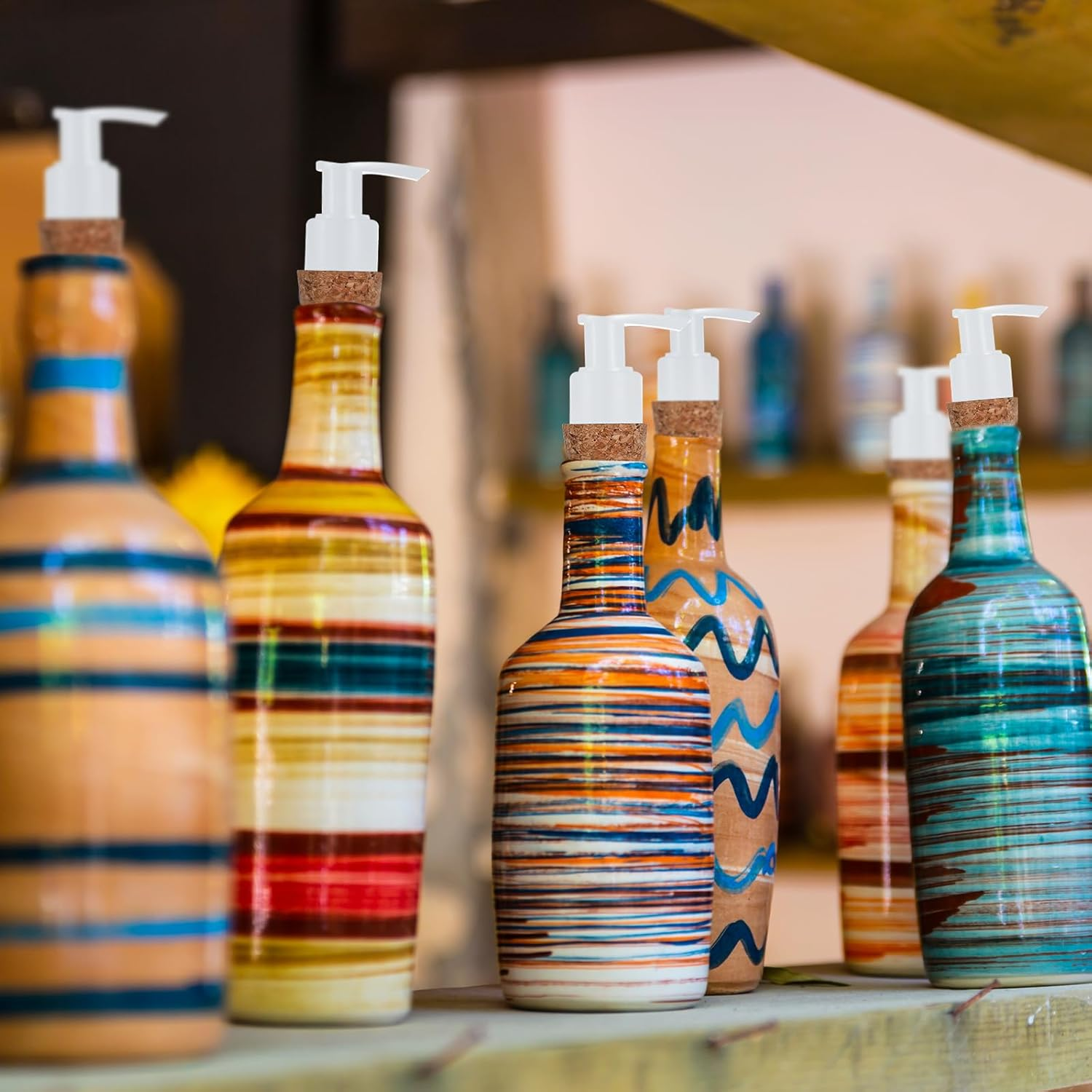 Tioncy 10 Pcs Soap Dispenser Pump with Cork Stopper Easy Press in Replacement Soap Pump Dispenser for Bottles Mason DIY Soap Lotion Jars (White) - White image number 4