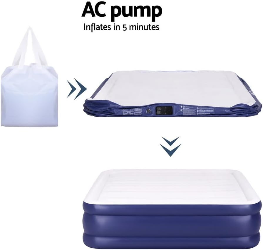 Weisshorn Air Mattress Inflatable Bed Pump King Air Bed 51Cm Dark Blue image number 6
