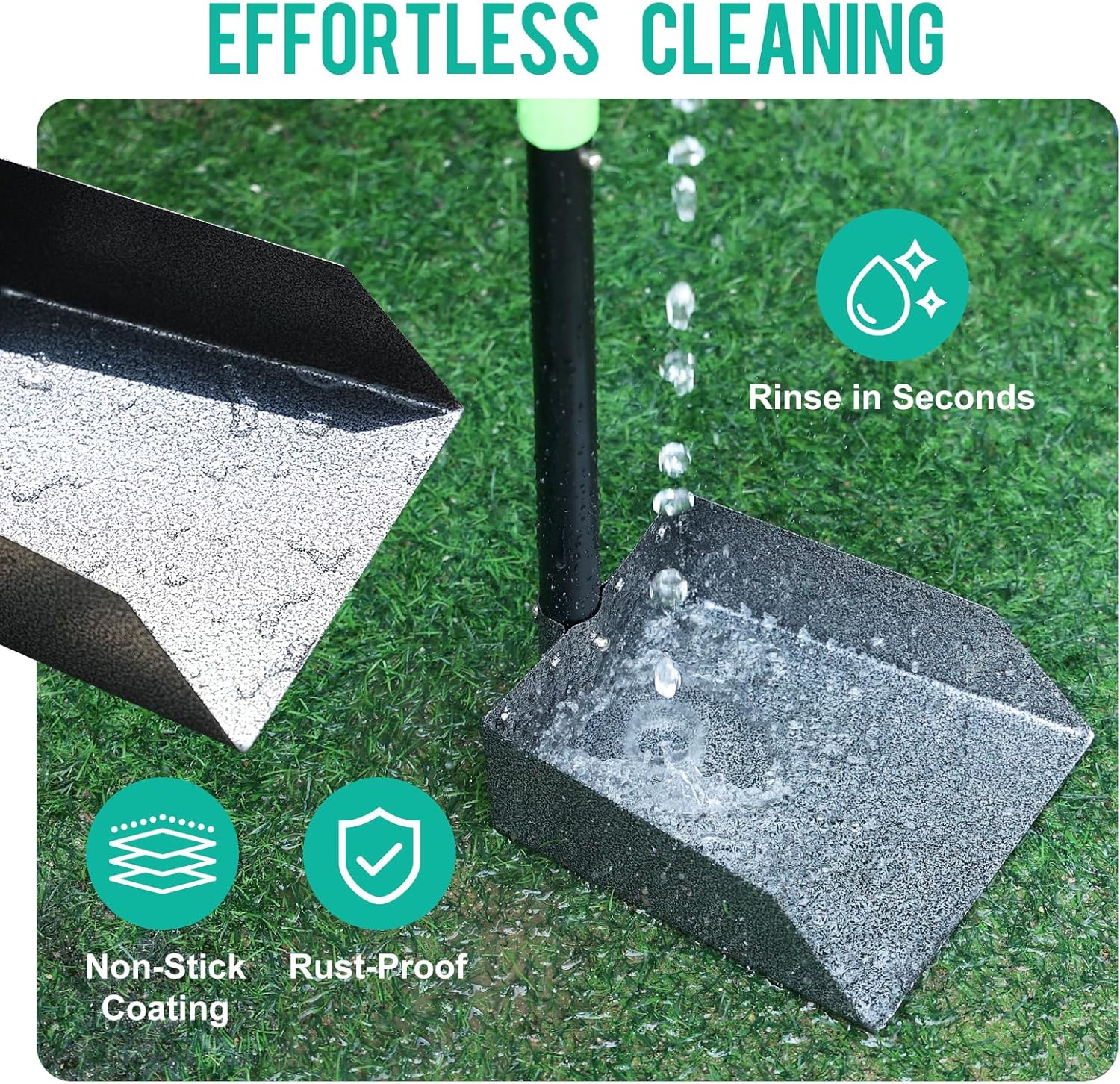 Stainless Steel Dog Pooper Scooper Set 3 in 1 - Rake, Shovel & Tray with 95Cm Adjustable Long Handle - No Bend Dog Poop Scoop for Grass, Yard & Gravel - Heavy Duty Rustproof Cleaning Kit image number 3