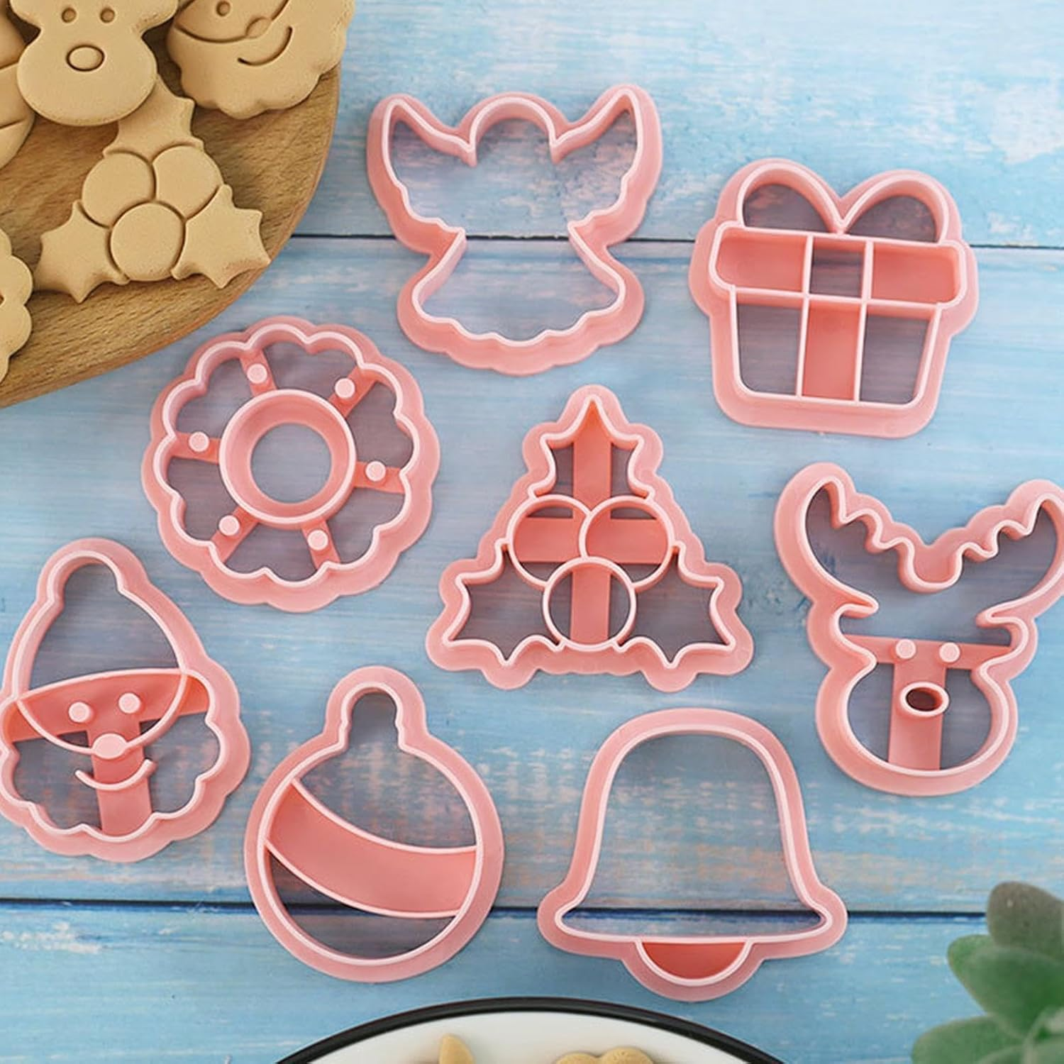 Christmas Cookie Set - Festive Cookie Decorating Supplies Set of 8 | Cookie Holiday Party Supplies Include Santa, Reindeer, Bell, Etc for Kids Baking image number 3