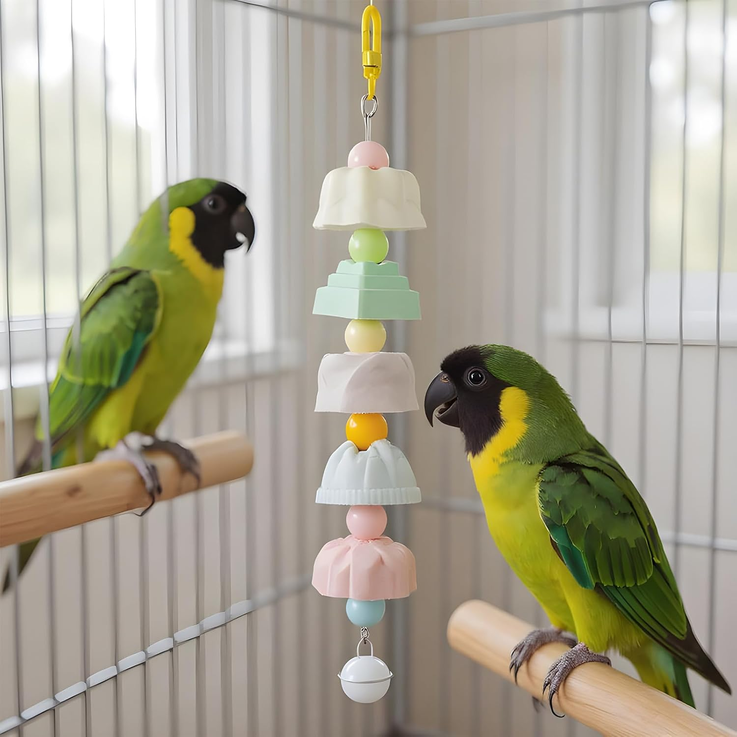Mivpzisk Parrot Toys | Colorful Pet Chewing Accessories | Cage Bird Bite Chew Training Toys Bell for Cockatiels | for Macaws Parakeet Lovebird Conures Cockatiels Finches image number 4