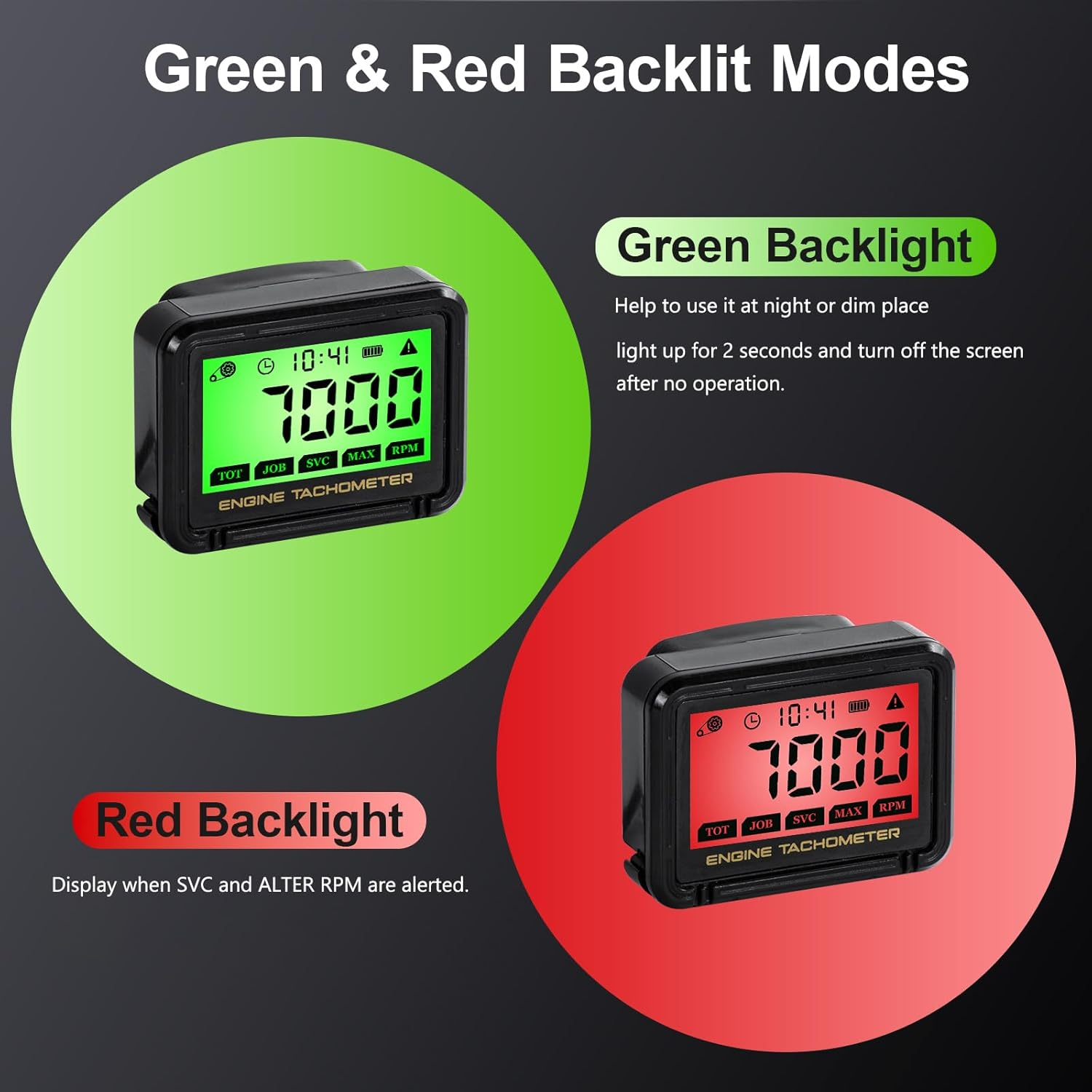 Ddayuanwei Small Engine Tachometer, Digital Tachometer Tach Gauge with Clip, Inductive Hour Meter Battery Replacement for Gas Small Engine Cropper Generator Lawn Mower RV Chainsaws Outboard Motor image number 5