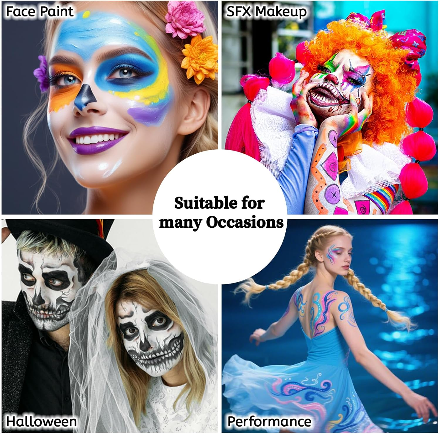 YBUETE Black Cream Blend Stick, Safe and Professional SFX Face Body Paint Stick ,Makeup Face Lip Painting for Sports Festival Halloween Football Adult Festival Theater Performance Party Cosplay image number 1