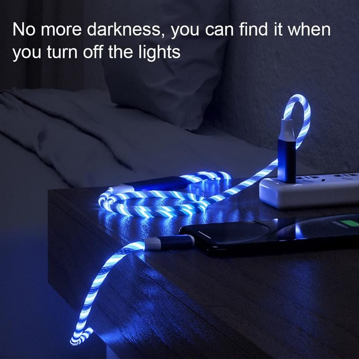 NDBOX 3-In-1 Glowing Charger Cable Compatible with or Replacement for Micro-Usb, Type-C, Phone Chargers - 100Cm Length (Multicolor) image number 1