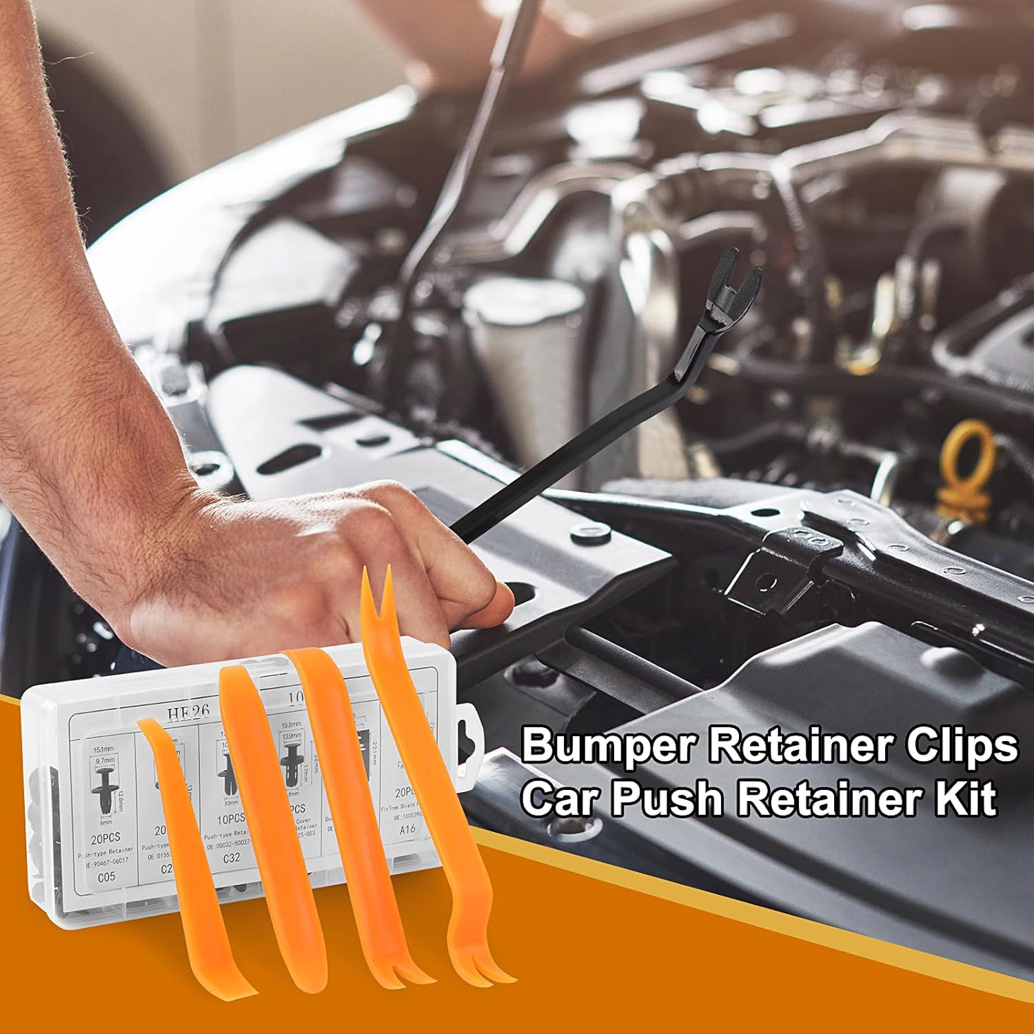 TECDW 100PCS Expansion Screws Auto Retainer Clips Kit with Remover Tool & Wrench，Universal Replacement for Bumper, Door Trim, Fender Fasteners