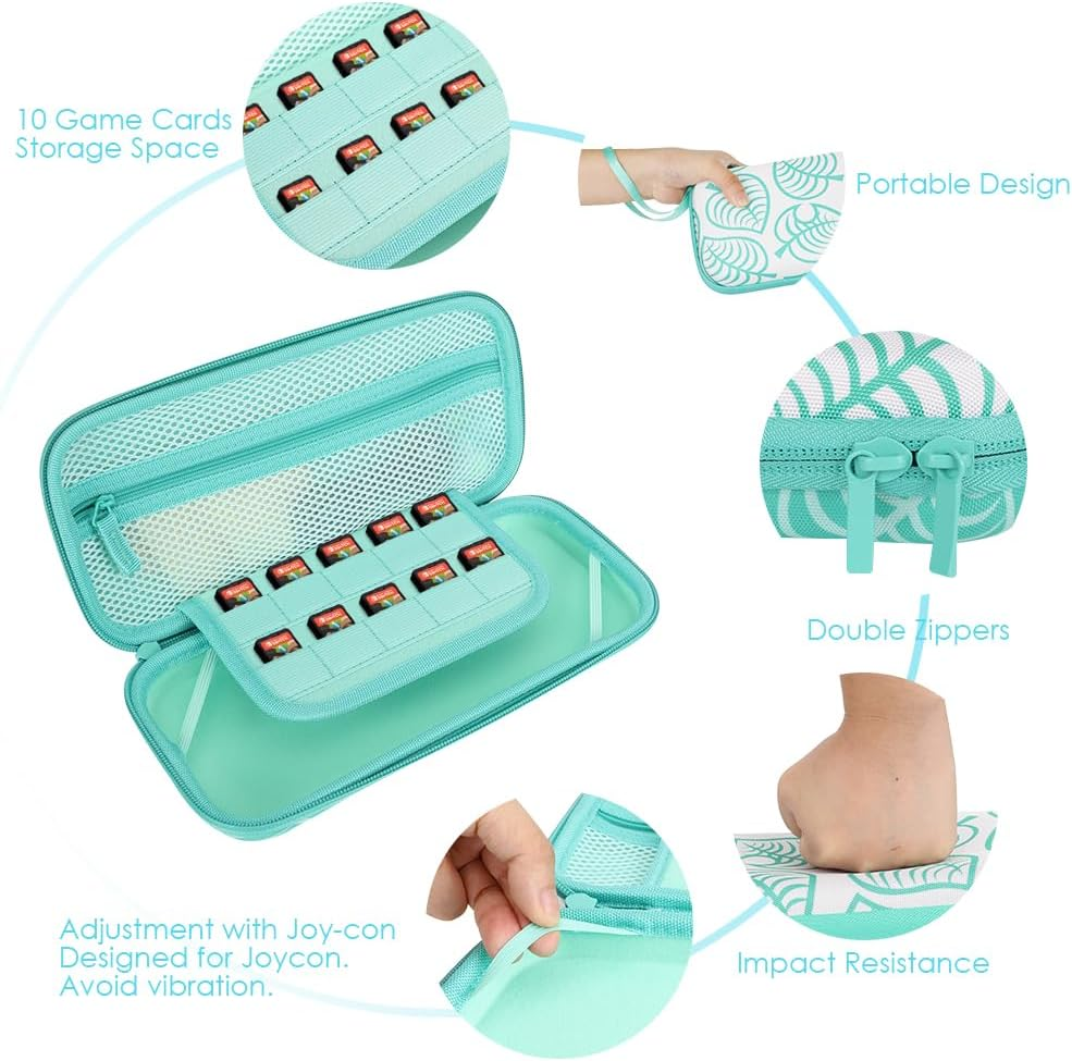 WOTOW 27 in 1 Accessory Kit for Nintendo Switch OLED with Animal Crossing Bag, Protective Crystal Cases for OLED, Tempered Films, Stand, Remote Sensing Caps, Game Card Case image number 2