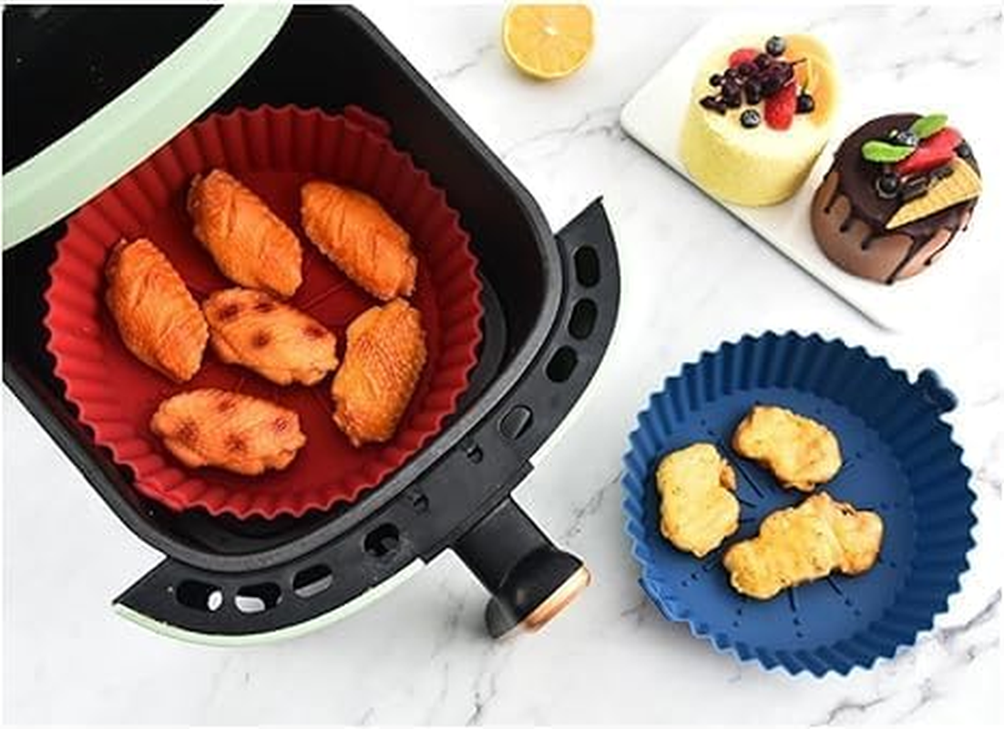 FUNNTY Air Fryer Silicone Liners,Round Silicone Tray 6.5 Inch, 3 Pack Air Fryer Silicone Baking Tray, Food Grade Air Fryer Silicone Pot, Reusable Airfryer Basket for Kitchen Oven Accessories image number 1