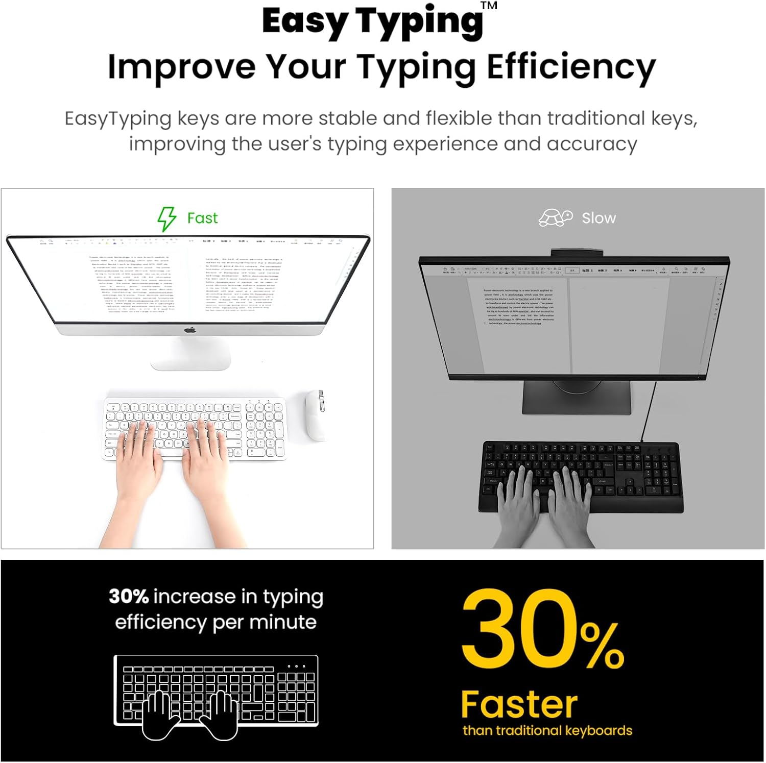 Wireless Keyboard Mouse Combo, Cimetech Compact Full Size Wireless Keyboard and Mouse Set Less Noise Keys 2.4G Ultra-Thin Sleek Design for Windows, Computer, PC, Notebook, Laptop - Blue image number 7