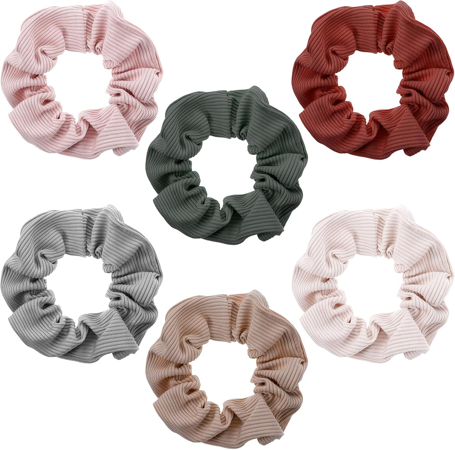 Wanmu 6 Pcs Colorful Hair Scrunchies for Women Girls, No Crease Soft Elastic Hair Ties, Cute Big Cotton Scrunchies for All Hair-Types No Damage (6 Color) image number 5