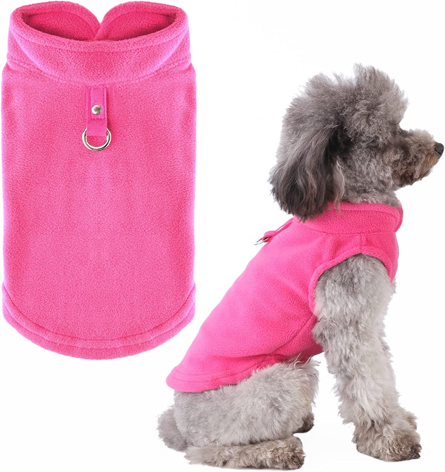 PETCARE Small Dog Sweater Cat Fleece Vest Soft Dog Jacket with Leash O-Ring Winter Warm Pet Pullover Coat Puppy Clothes for Small Dogs Cats Chihuahua Apparel Shih Tzu Costume, Grey