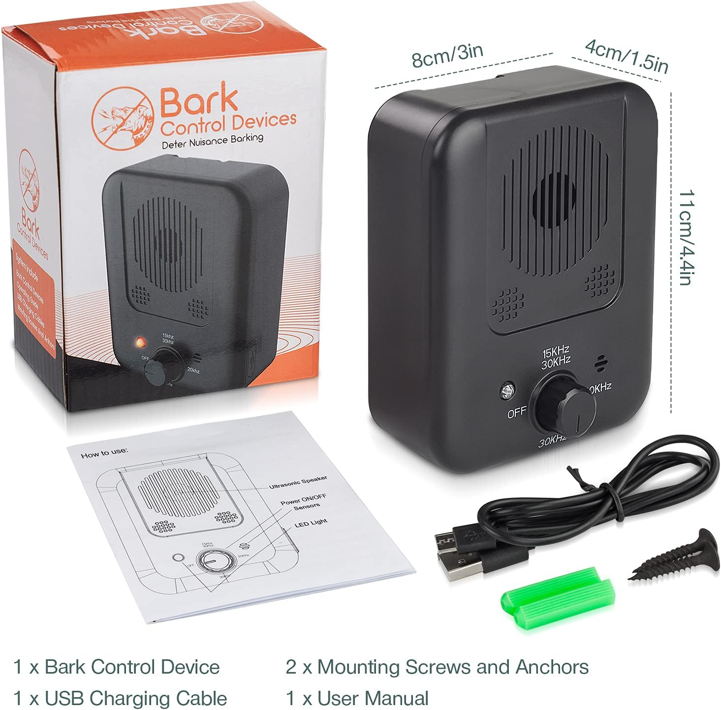 Stop Dog Barking Device, Automatic anti Barking Devices for Dogs 33 FT, Ultrasonic Rechargeable Waterproof Dog Barking Control Deterrent Stopper Dog Training Tool Indoor/Outdoor Safe for Most Dogs image number 6