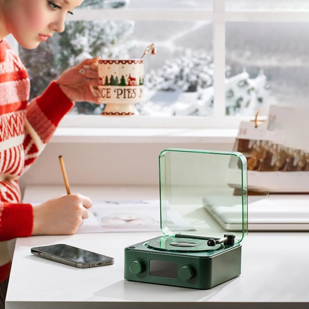 Vinyl Record Player Retro Sleep Aid Speakers Music Center W Bluetooth White Noise Light Speaker