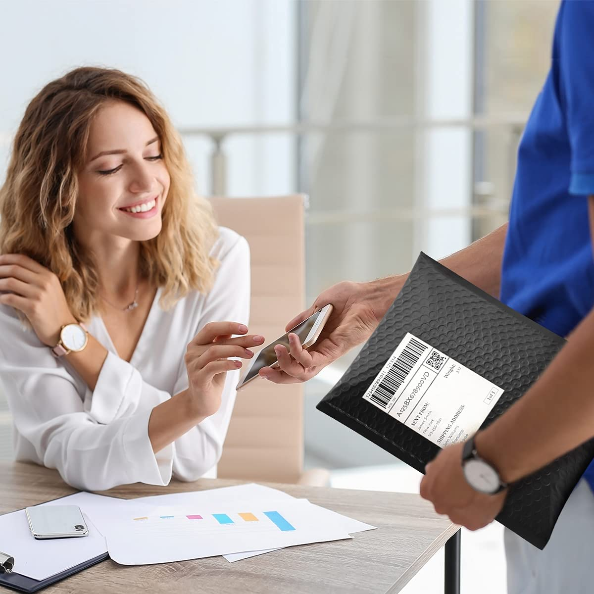 UCGOU 8.5X12 Inch Black Poly Bubble Mailers Padded Envelopes Self Seal Mailing Envelopes Pack of 25 image number 6