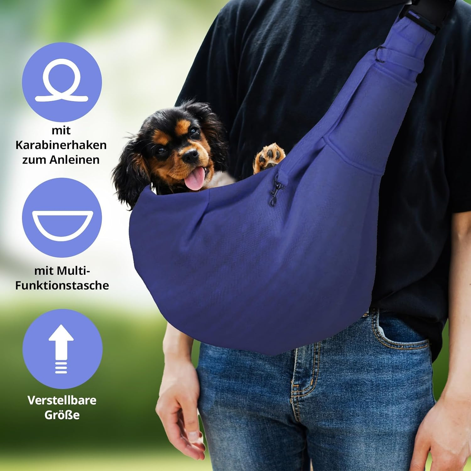Dog Bag for Small Dogs Dog Carry Bag up to 8 Kg Cat Shoulder Bag for Walking Blue Navy image number 1