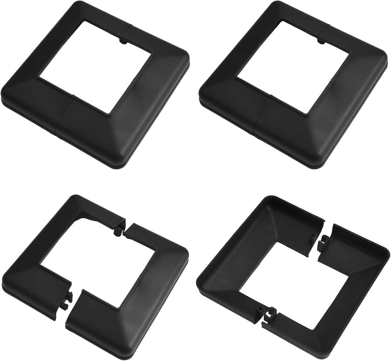 UFURMATE Post Base Cover, 6Pcs 50X50Mm Plastic Post Base Cover Plates Black Decorative Split Post Skirt Cover Square Railing Base Cover for Stair Handrail Fence image number 2