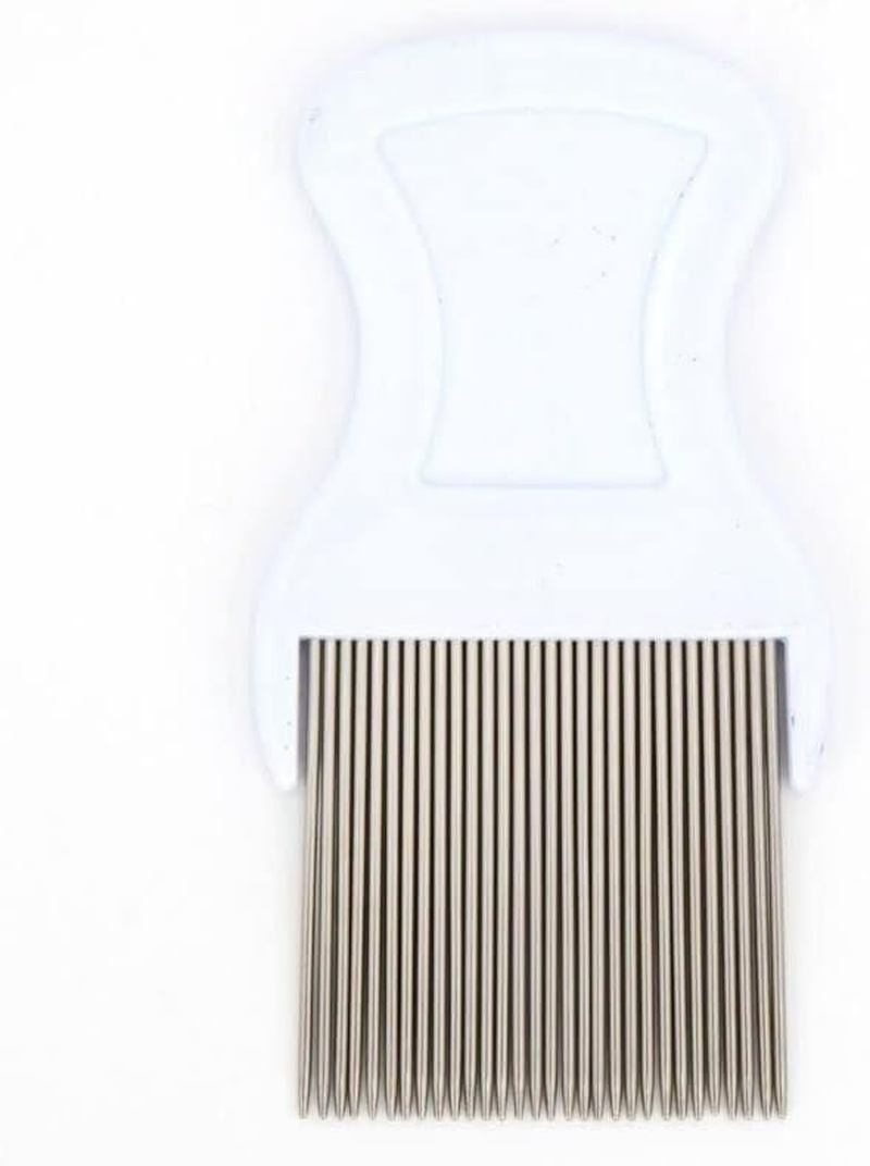 Hair Lice Comb Stainless Steel Teeth White PP Handle All Hair Types 9.5 X 4.5Cm image number 3