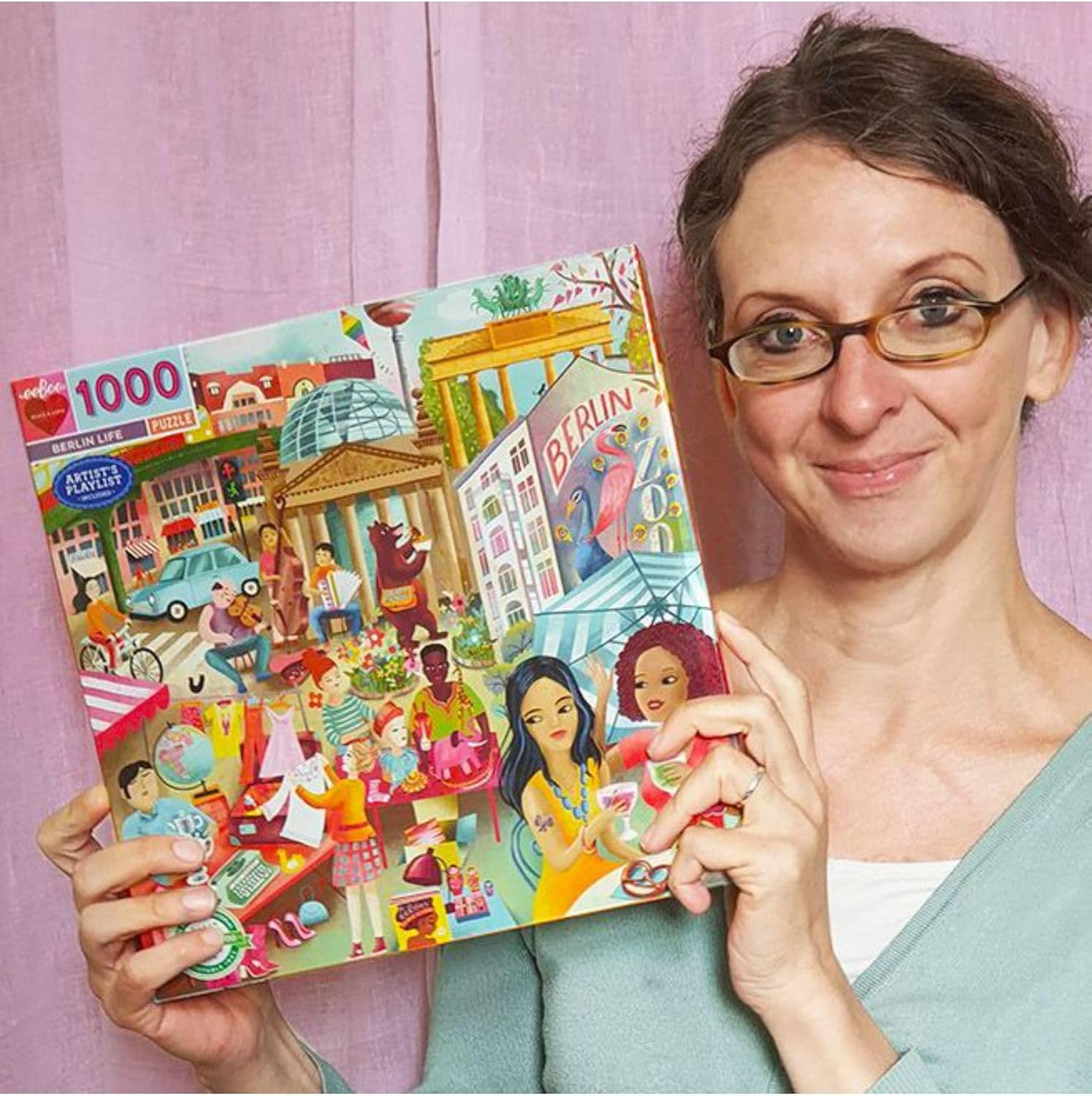 Eeboo PZTBRL Life 1000 Piece Jigsaw Puzzle Made from Recycled Cardboard for Adults, Travel the City of Berlin, Multicolored image number 1