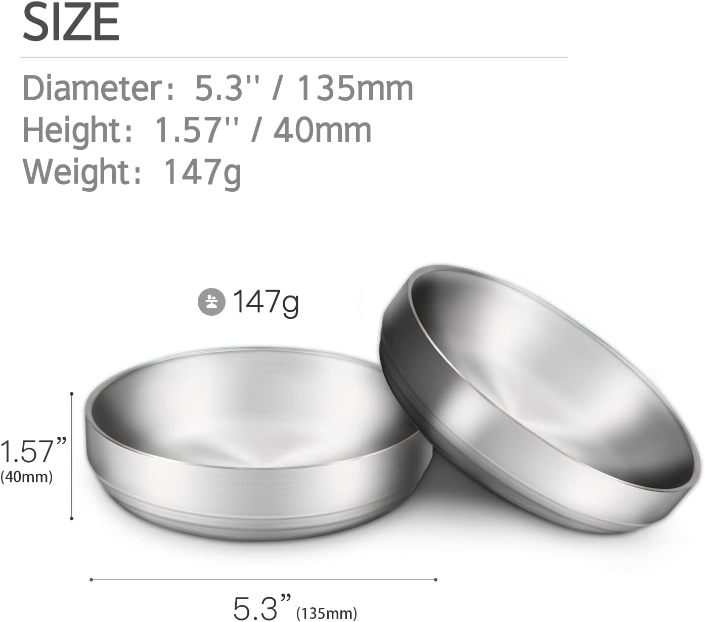 2X Stainless Steel Bowl Cat Bowl, 304 Material Cat Dish, Safe to Contact with Food, Drop-Proof and Easy to Clean image number 2