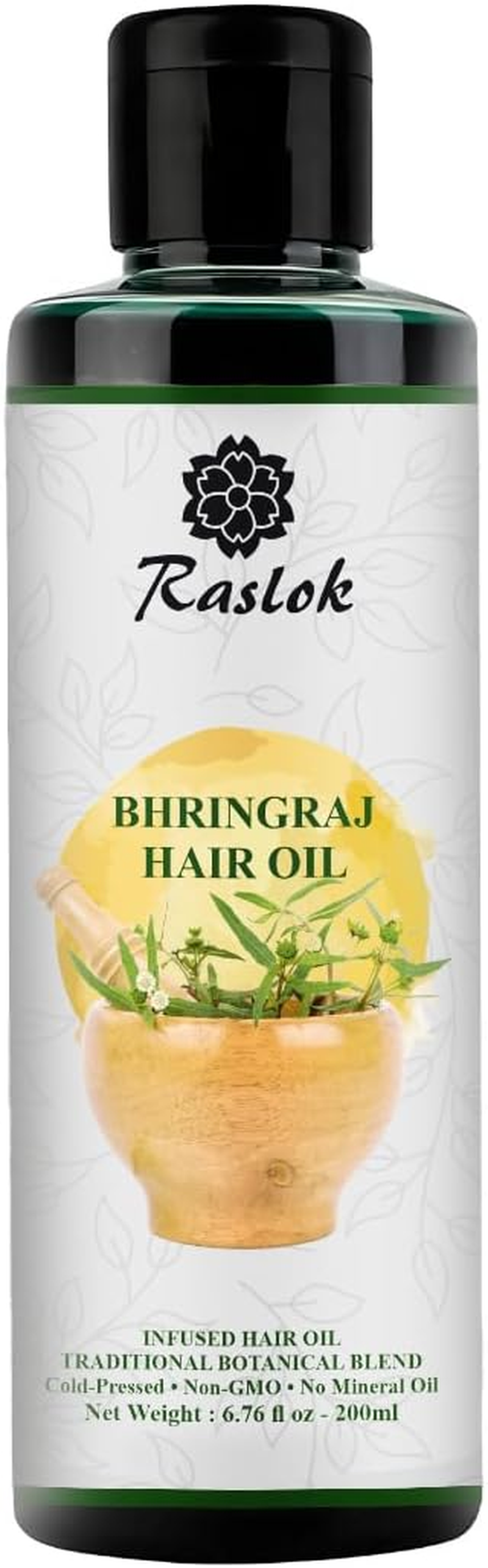 Raslok Bhringraj Hair Oil 6.76 Fl Oz &ndash;200Ml | Ayurvedic Botanical Blend with Amla, Neem, Hibiscus & Brahmi | Cold-Pressed | Non-Gmo | No Mineral Oil | Made in India image number 5
