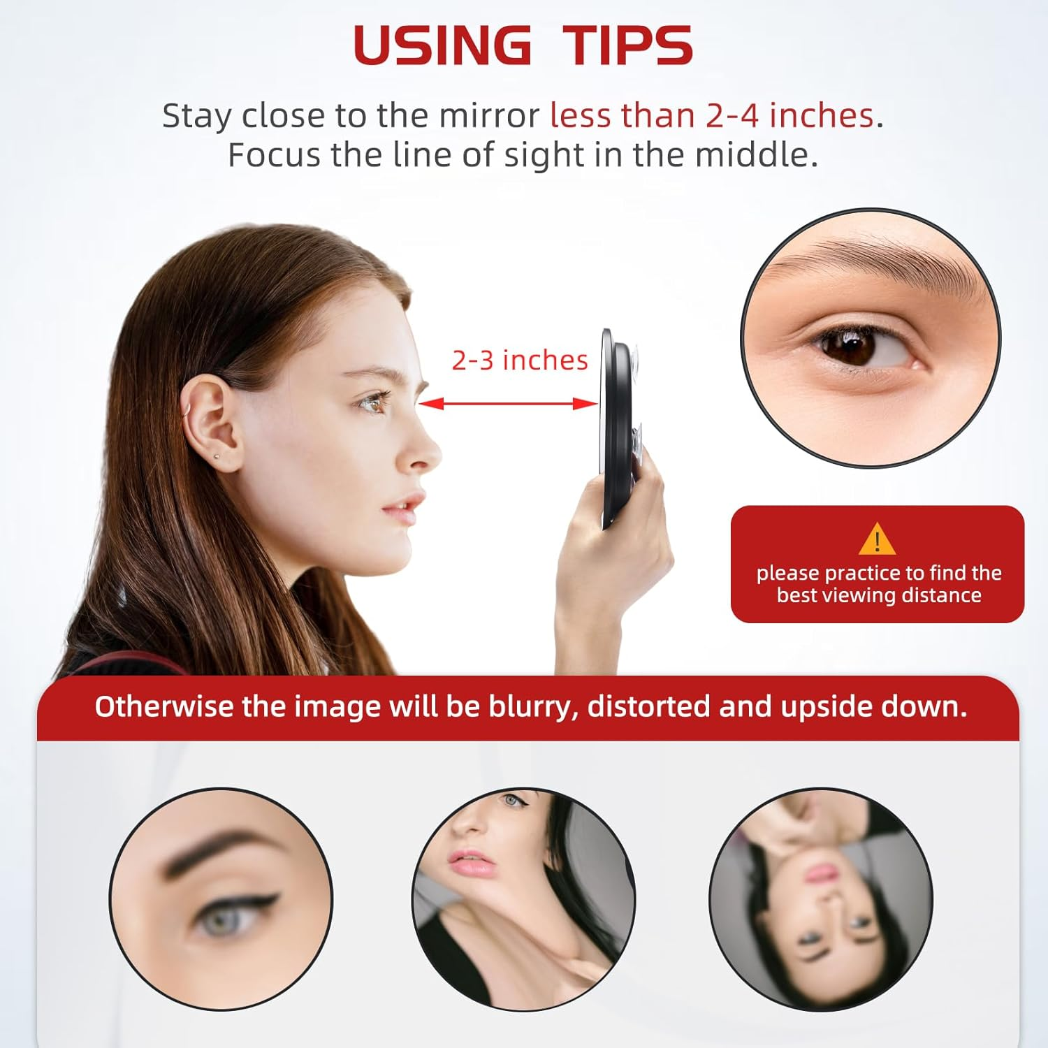 30X Magnifying Mirror, round 30X High Travel Magnification Large 6Inch Handheld Magnifier, 30X Makeup Magnifying Mirror with 3 Suction Cups and Tweezers Set - Pink-30X image number 3