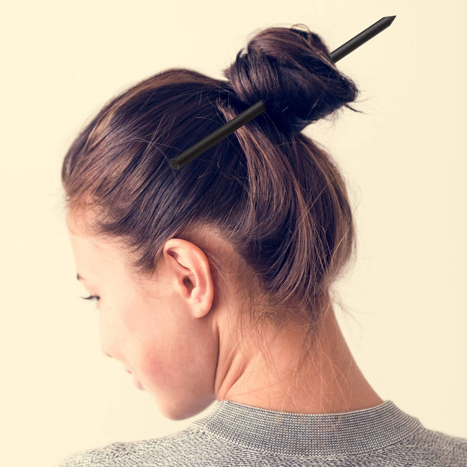 20 Pieces Wood Hair Sticks Chinese Hair Chopstick Clip Vintage Black Pencil Long Hairpins, Bun Maker Handmade Hairstyles Accessories for Women Decorative Holder image number 4
