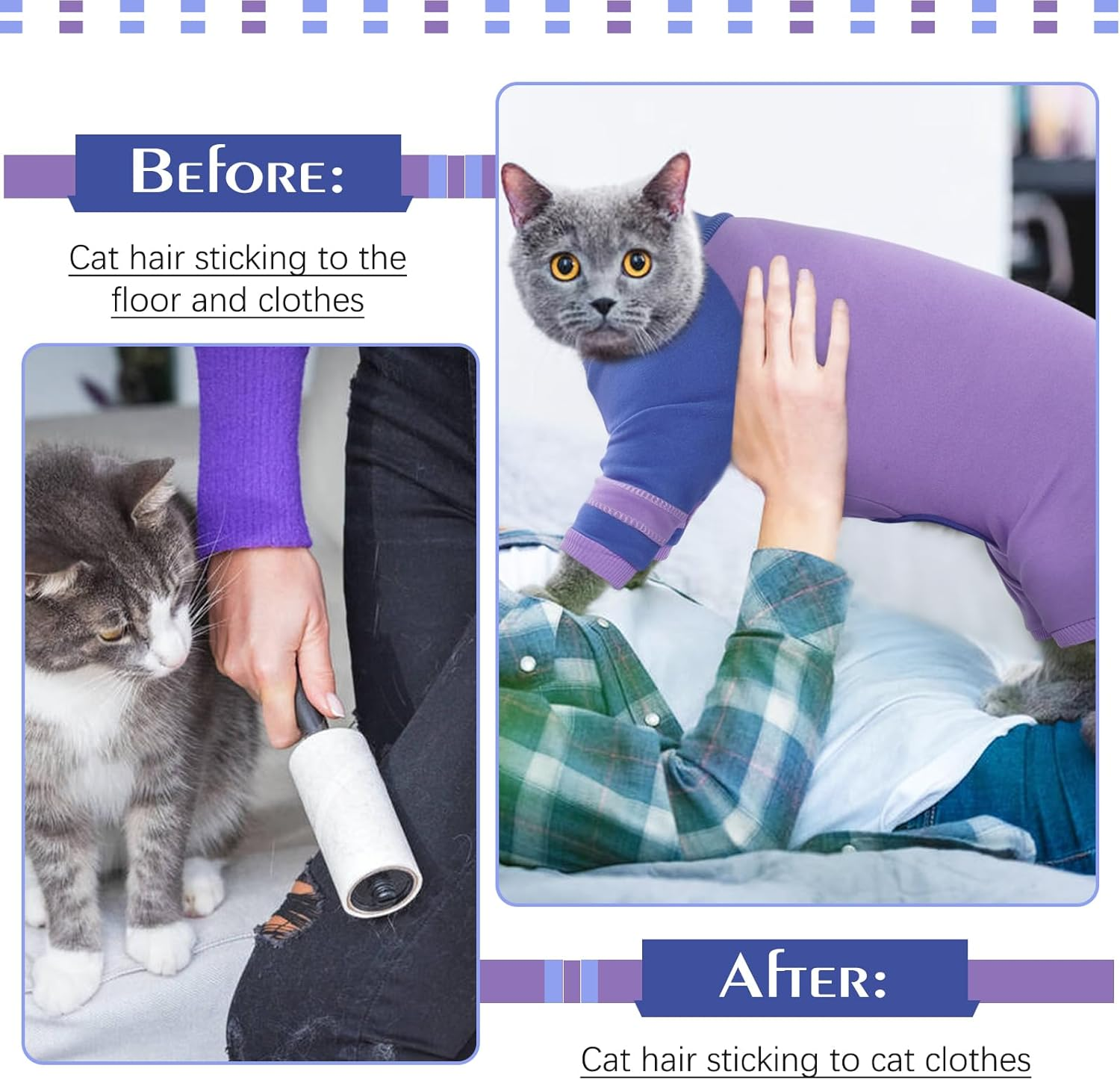 OUOBOB Sticky Hair Cat Clothes, Cat Recovery Suit Cat Pyjamas Only for Cats, Sphynx Hairless Cat Sweater, Cat Turtleneck, Anti-Licking or Skin Disease Recovery Suit for Cats