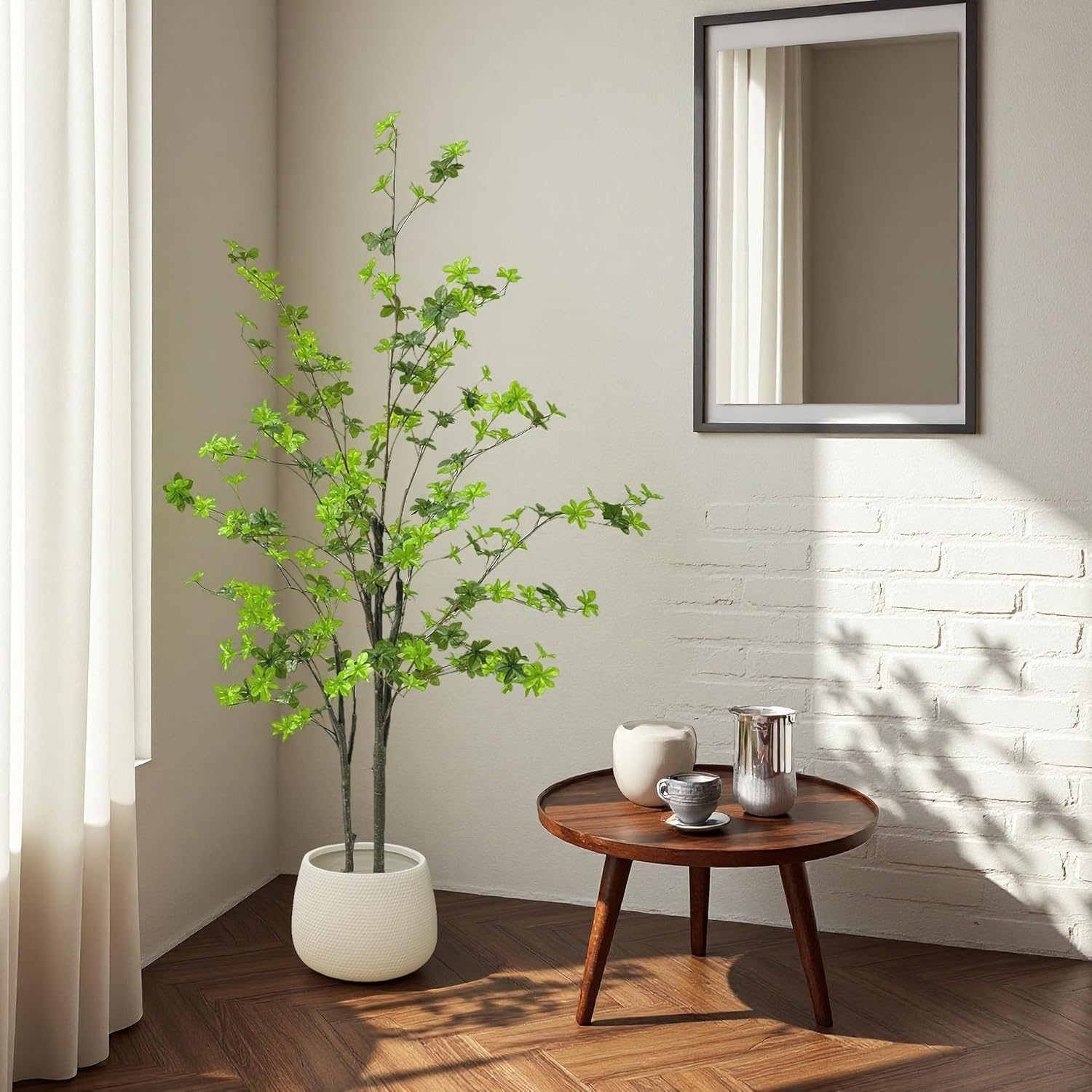 Artificial Plants 150Cm Pieris Japonica Tree Faux Indoor Plant Fake Potted Artificial Outdoor Plants for Living Room, Office, Home D&eacute;cor(5Ft) image number 1