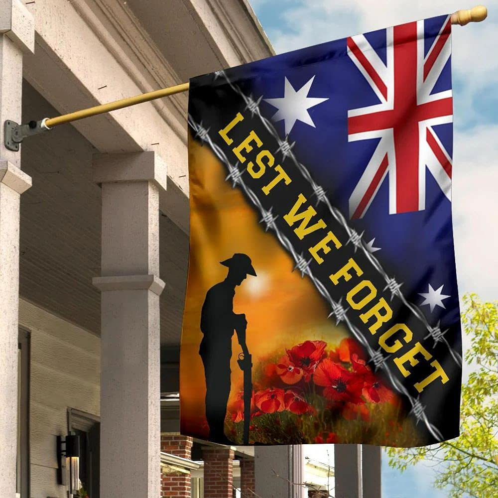 Lest We Forget Australia Flag Remembrance Anzac Day Honor Australian Veterans Flag Memorial Double Sided House Decor Flags Welcome Yard Flags image number 4