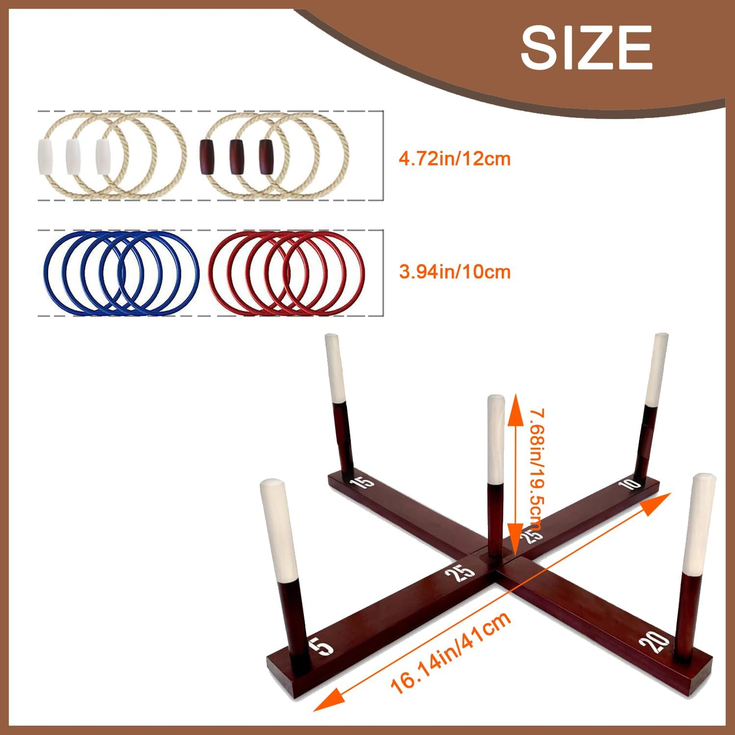 Ring Toss Set for Adults - Sociable Backyard & Patio Game with Portable Case - Ideal Outdoor Activity for Easter & Celebrations - Wooden Hoop Toss Kit image number 2