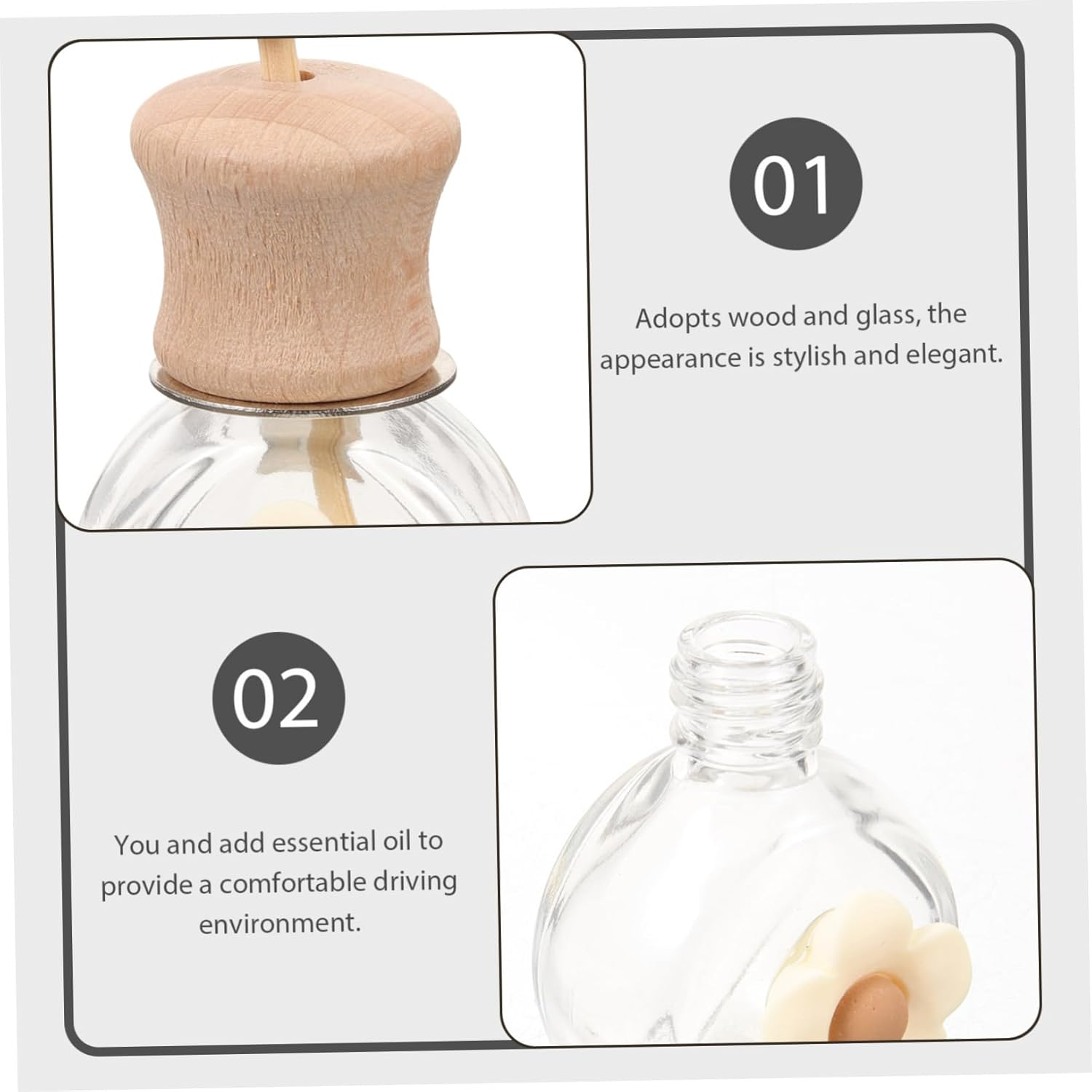 STOBAZA Car Perfume Bottle Empty Glass Fragrance Essential Oil Bottle Refillable Car Perfume image number 2