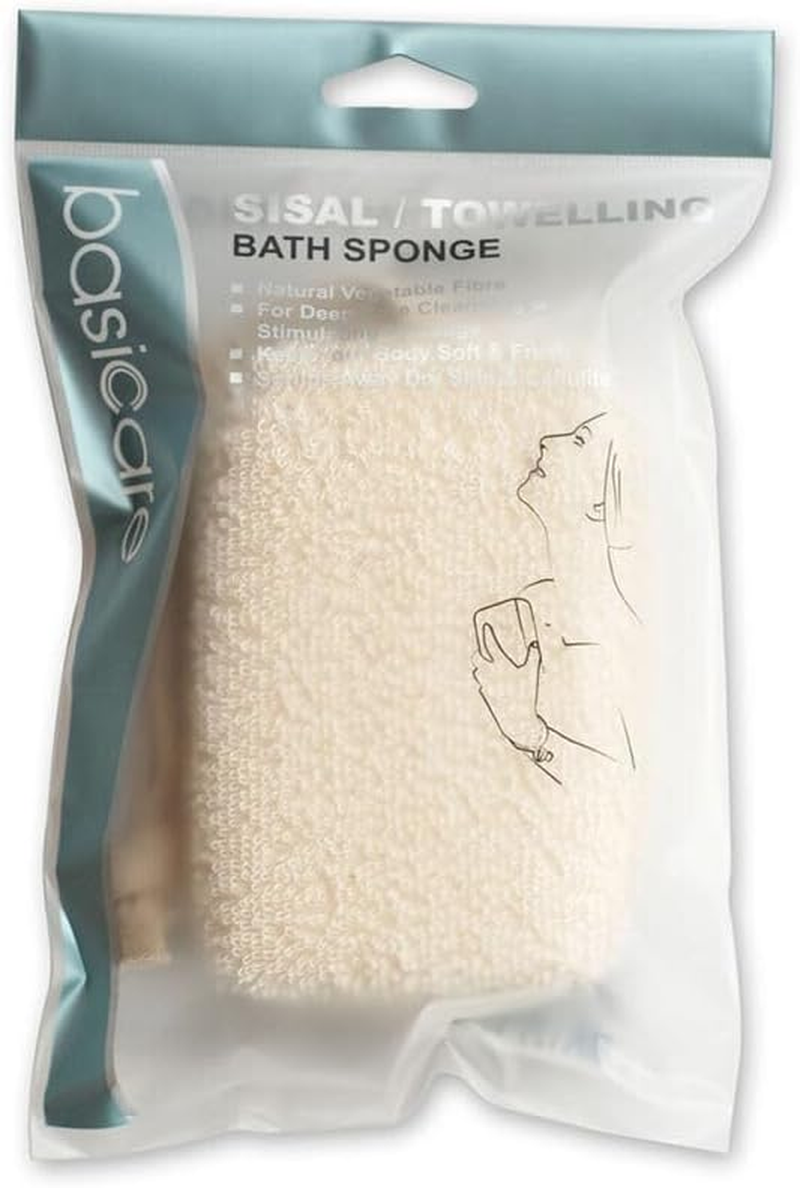 Basicare Sisal Towelling Bath Sponge Natural Exfoliating Body Cleansing Tool